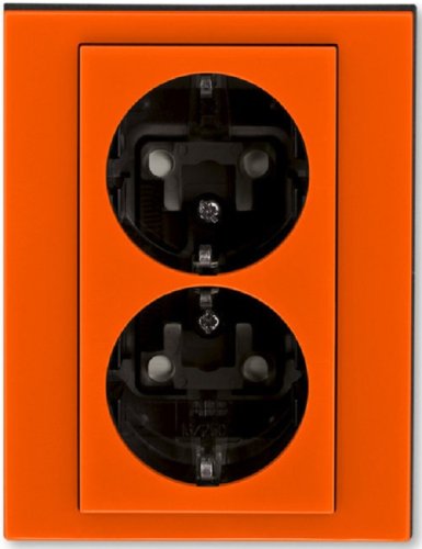 Розетка с заземлением ABB EPJ Levit 1-м. 2 мод. шторки оранжевый/дымчатый черный картинка